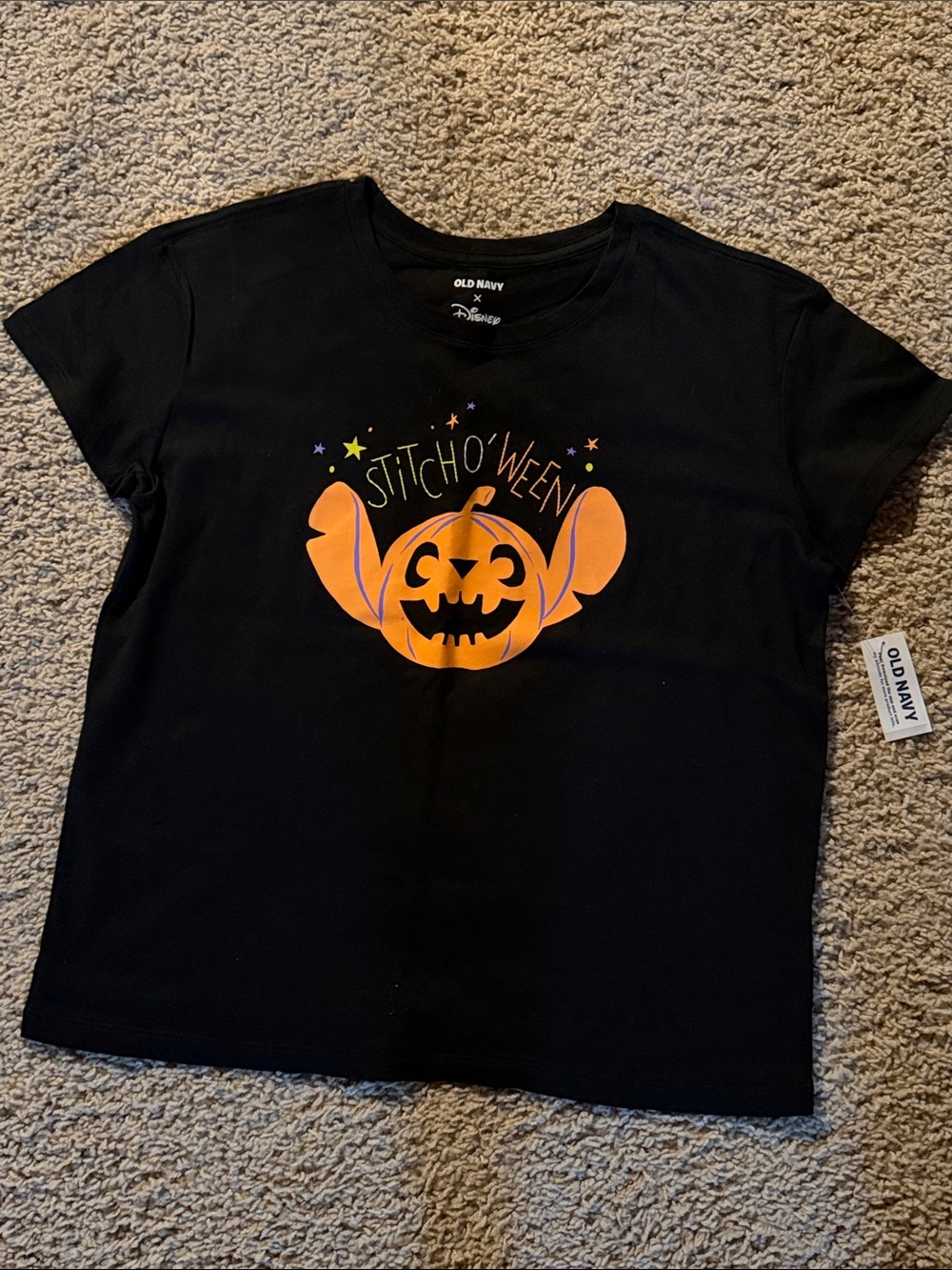 NWT Old Navy Black Kids' Stitch-o'-Ween Pumpkin Graphic Tee